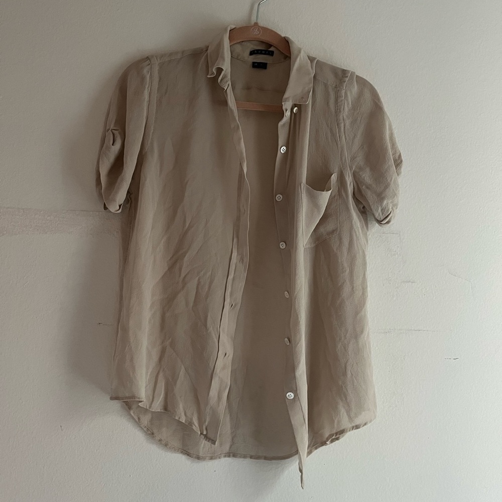 Theory Women's Beige Button Down Shirt